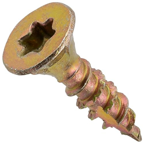 AERZETIX - Lot de 100 Vis à Bois Ø4x16 mm à Tête Fraisée - à Empreinte Étoile T20 - en Acier Zingué - Menuiserie Contreplaqué Aggloméré Mélaminé Terrasse Panneaux Chevrons Bastaings