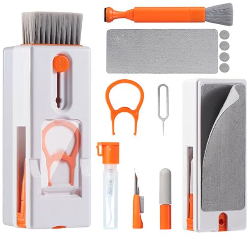 Vinabo 11 en 1 Keyboard Cleaning Brush Kit, Cepillo Limpiador de Teclado Multifunción, Herramienta de Limpieza, Extractor de Polvo para Tableta, Computadora, Auricular Bluetooth, Teléfono, Cámara