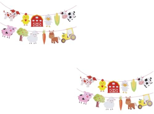 Toyvian 2 pezzi Fattoria Animale Ghirlanda Decorativa Appesa Banner per Festa di Compleanno