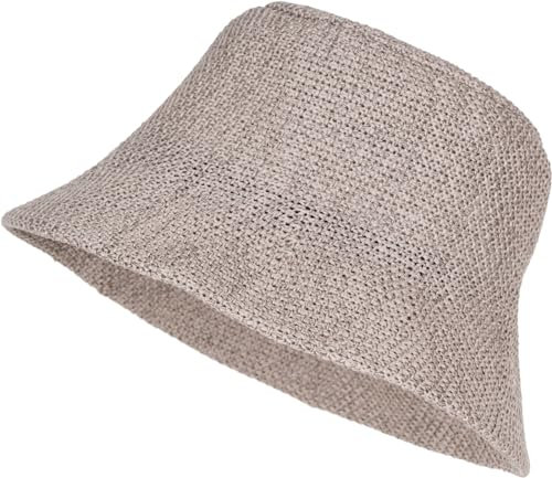 styleBREAKER Damen Papierstroh Sonnenhut | Faltbarer Fischerhut | Leichter Bucket Hat mit Schweißband | Sommerhut mit Krempe als Sonnenschutz für Outdoor Strand Freizeit, Grau