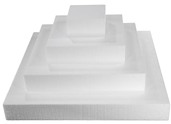 DecoPorex Quadratisches Kuchen-Set (10/20/30/40 cm) aus Polystyrol, quadratisch, 4 Höhen