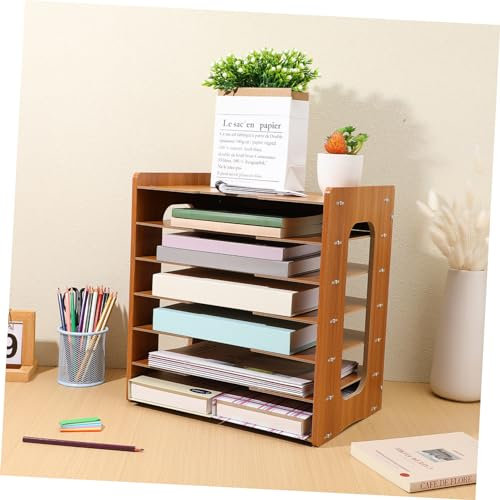LALAFINA Schreibtischorganizer aus Holz Ablagefächer fürs Büro Briefablagen Halterungen Stapelbare Papierablagen Dokumentenhalter fürs Büro Zeitschriften-organizer