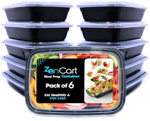Zencart 6 Pack Meal Prep Containers Reusable, BPA Free Food Prep Containers with Lids for Freezer Storage- Microwavable, Freezable & Dishwashers Safe - Stackable Storage Lunch Boxes (800ML/28 oz)