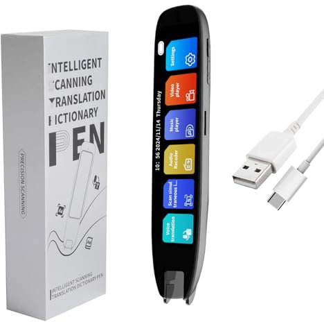 cimsfcor Scan-Lesestift, 142 Sprachen Sprachübersetzung, Mehrsprachige Sprache, Tragbarer Übersetzer mit 3,71-Zoll-Bildschirm für Lernen, Meetings, Reisen