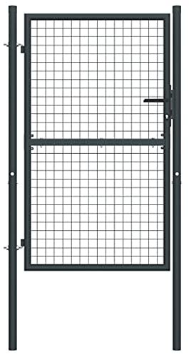 Homgoday Gartentor aus verzinktem Stahl, grau, 100 x 225 cm, Möbel, Gartentor, Zauntor für den Außenbereich, Zauntür für den Außenbereich, Barriere für Cortilev
