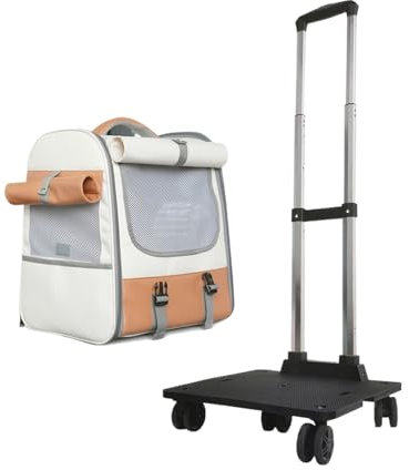 HYQOUKLR Haustiergepäck, Haustiertragetasche auf Rädern, Haustier-Trolley-Rucksack, Multifunktions-Haustiertragetasche mit Einstellbarer Höhe