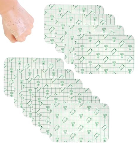 dinghaole 10 Pièces Transparent Pansement Bandage, Bandage Transparent Imperméable, 10 x 15 cm Pansement De Film, Bandage Adhésif Extensible, Pansement Etanche Pour Sport, Protéger Tatouage