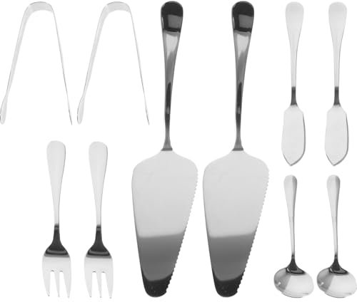 PRETYZOOM 16pièces Spatule à Gâteau Pince Réutilisable avec Cuillère et Fourchette Ustensile de Service pour Gâteaux Tartes et Pâtisseries