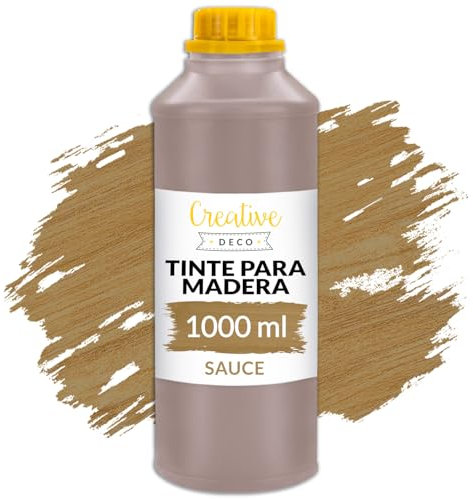Creative Deco Holzbeize auf Wasserbasis | 1L | Weide Holz Farbe | Schnelltrocknender Lack Beige Hellbraun | Ungiftig | Varnish Für Holz, Holzverkleidungen, Beton, Ziegel, Tapeten | Hocheffizient