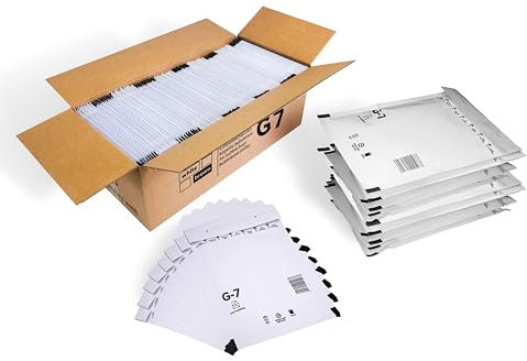 100 Versandtaschen Luftpolsterumschläge DIN A4 haftklebend Luftpolsterversandtaschen Luftpolstertaschen Gr. G/7 G7 weiß (250mm x 350 mm) Umschläge gepolstert Polsterumschlag Taschen