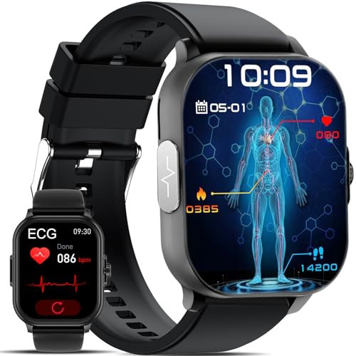 YYKY Smartwatch ECG+HRV/Orologio 2.01 24h Pressione Sanguigna arteriosa/Acido Urico/Lipidi/Telefono/Sonno/SpO2/Cardiofrequenzimetro,iOS Android Fitness Tracker Uomo Donna