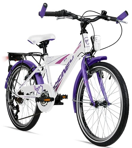 Bergsteiger Sydney 20/24 Zoll Kinderfahrrad Mountainbike 6/18 Gang | Mit V-Bremsen, Dynamolicht mit Standlicht, Reflektorstreifen, Ständer, ideal ab 115 cm für Schulweg und Gelände.