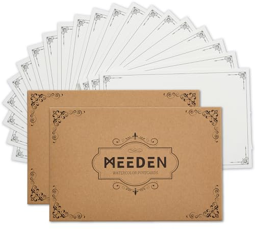 MEEDEN Postales de Papel Acuarela en Blanco: 15.2 x 10.1cm 140lb/300gsm Postales de Acuarela de Viaje - 20 Hojas Papel de Pintura 100% Algodón para Envío DIY Invitaciones de Bienvenida