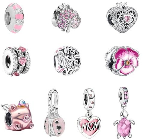 MLPKOI 10 Pièces Pendentif Charms, Bijoux Femme, Charme, Compatible pour Européen Bracelets et Colliers, Meilleur Cadeau Pour Femmes Filles Maman Adolescentes