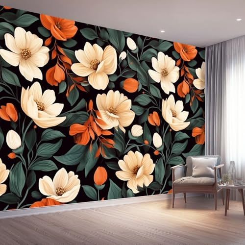 Papier Peint Panoramique 200 x 140 cm (L x H) Peinture Murale Interieur - Rétro Chic Feuilles Botaniques Tapisserie Murales Papier Peint 3D Salon Chambre Décoration, Vert Intissé Poster Enfants Mural