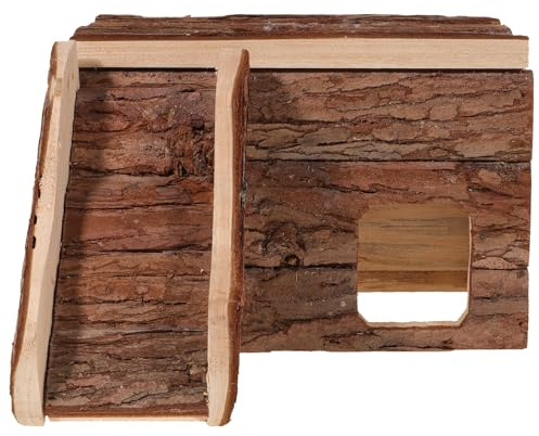 ANDRESLAD Nid de Hamster en Bois Naturel Respirant, Cabane pour Hérisson, Petite Maison pour Rongeurs, Abri Frais pour Cage, Habitat Sécurisé pour Lapin, Chinchilla et Cochon D’Inde