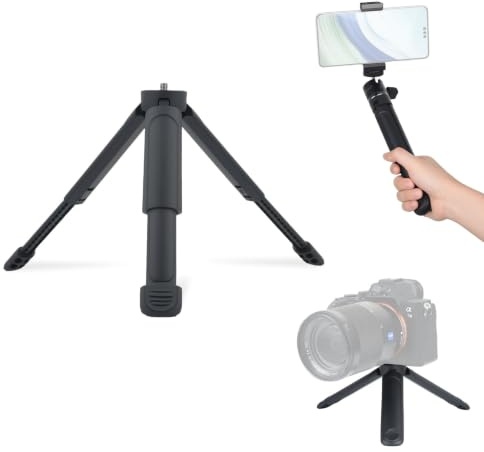 UTEBIT Minikamerastativ för bord, miniflexibelt stativ och expanderbar arm för kamera, selfiepinne för videofotografering direktströmning - svart