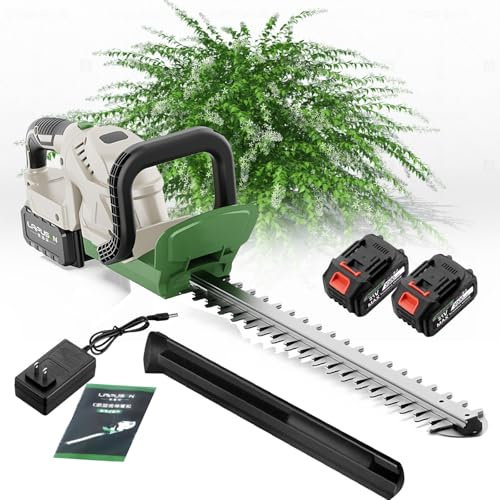 Cortasetos inalámbrico de 21 V, podadora de arbustos portátil con Pantalla LED, Ligero para el Mantenimiento del jardín y el Patio, Incluye Cargador de batería.