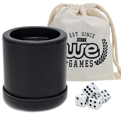 WE Games Wir Spiele Mahagoni Leder Profi Dice Cup mit Gerippter Gummi Futter