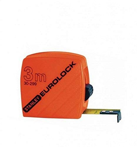 STANLEY 1-30-299 Mesure 3 M X 12,7 Mm Eurolock Fabriqué En France - Crochet Coulissant - Position Zéro Réel - Boitier Résistant Aux Chocs - Précision Classe Ii