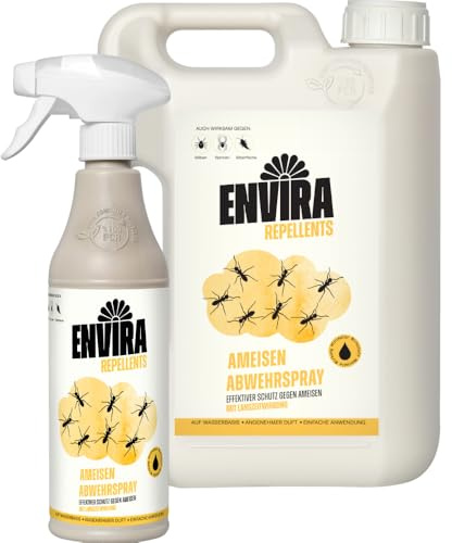 Envira Ameisenspray 500 ml + 2 Liter - effektives Mittel gegen Wegameisen | Ameisen Spray mit Langzeitwirkung gegen Pharaoameisen - für Wohnung, Balkon, Terrasse und Garten loswerden