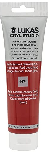 LUKAS Cryl Studio 125 ml, Acrylfarbe in Premium-Qualität, Kadmiumrot dunkel (imit.)
