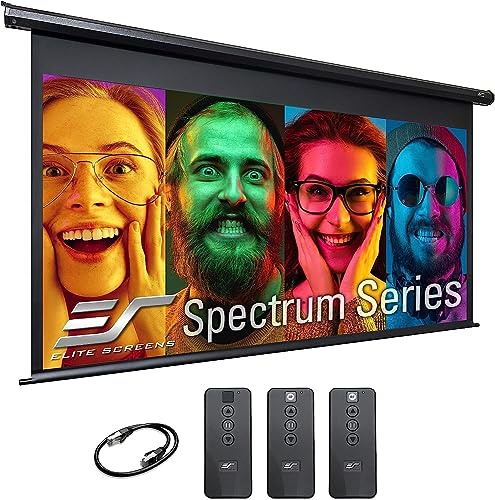 Elite Screens 125-Inch Motorized Projector Screen, 16:9, Electric Drop Down with Remote, Wall or Ceiling Mount, 4K/8K Ready, ELECTRIC125H2, Black Case