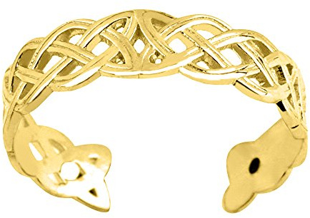 Zehenring, Gelbgold, keltischer Knoten, gewebtes Design, verstellbar, 4 mm