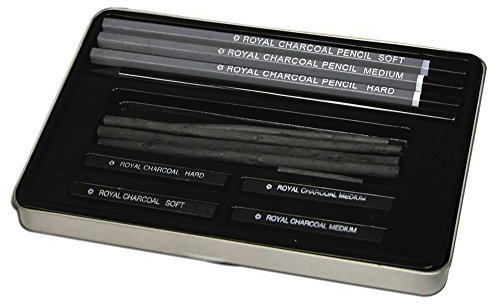 Royal Langnickel RSET-ART2503-Zeichenkohle Künstler, Sonstige, Grau, 12-teiliges Set