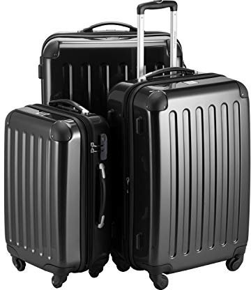 HAUPTSTADTKOFFER Alex - 3er Kofferset, Trolley-Set, Rollkoffer, Reisekoffer, (S, M & L), Schwarz