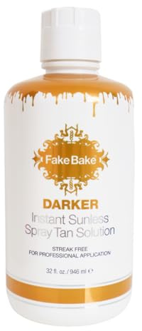 Fake Bake Darker Spray Tan Solution Sunless Self Tanner for Professional Airbrush Machine Long-Lasting Face & Body Glow Bronzing Self Tanning for Women & Men - 32 fl Oz
