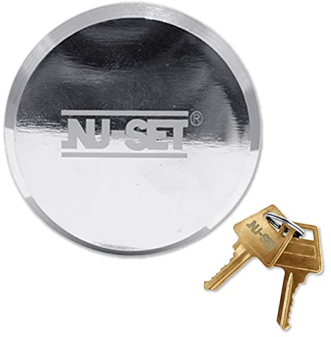 NU-Set 2-7/8 Inch Heavy Duty Solid Steel Hockey Puck Padlock with Hardened Reinforced Shackle for Superior Cut Resistance.Hidden Shackle Design Resists Pulling and Prying, Chrome Finish, 5373-3