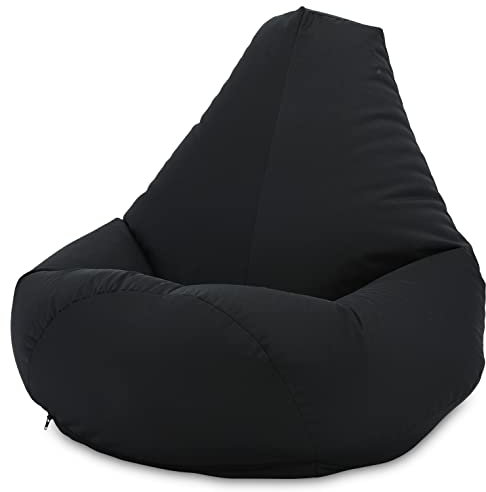 Beautiful Beanbags - Adult Highback Beanbag Chair - Large Water-Resistant for Indoor and Outdoor Use - Lounge or Gaming Chair - Manufactured in UK (Black)