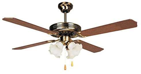 Orbegozo CT 10132 M - Ventilador de techo con luz, 4 palas reversibles, diámetro 132 cm, 60 W y 3 velocidades, madera