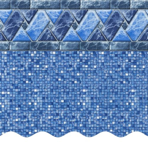 Smartline 15 ft x 30 ft Oval Swimming Pool Liner | Stone Harbor | Unibead Style | 52 Inch Wall Height | 25 Gauge Heavy Duty Virgin Vinyl | Designed for Steel Sided Above Ground Pools
