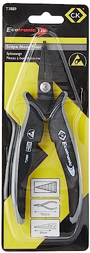 C.K T3889 Ecotronic ESD Long Snipe Nose Pliers, Black