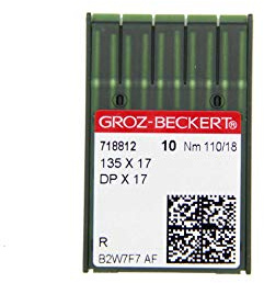 GROZ-BECKERT 10er Packung Nähnadeln 135x17 mit Rundkolben und Rundspitze für Industrienähmaschinen (Nm. 110/18)