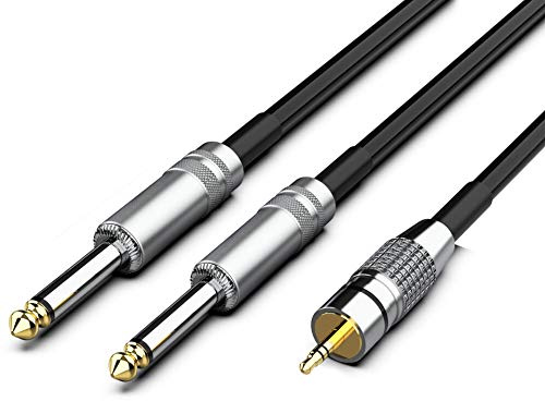 Audibax Gold Cavo 2 Jack Mono a Minijack Stereo - Connettori Placcati Oro 24k - Rivestimento in PVC - Isolamento Massimo - Lunghezza 1,5 Metri - Colore Nero