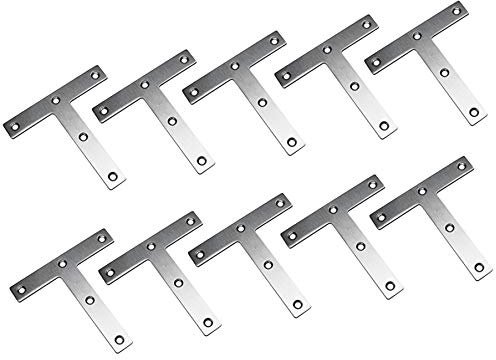 Tiberham - Placa de reparación en forma de T, 80 x 80 mm, soportes de esquina de acero inoxidable, soportes angulares, placa de reparación plana resistente para unión, soporte de fijación (paquete de