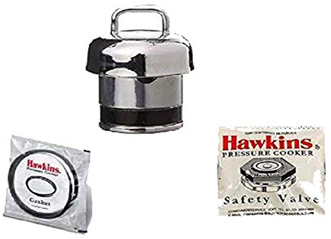 Hawkins Silver Stainless Steel,Rubber,Aluminium Vent Weight Safety Valve Bundle/Set Of Hawkins Gasket Whistle A10-09,B10-10 H10-20 For Classic/Contura&2 To 3 L Pressure Cookers - Set Of 3,3 Liter