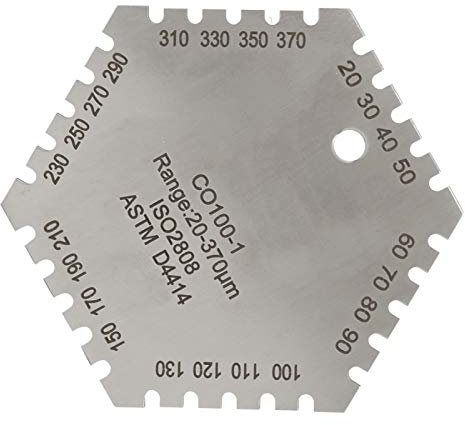 CO100-1 Stainless Steel Hexagonal Wet Film Comb Range 20-370um Wet Film Thickness Gauge Comb
