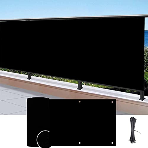 Balcony Privacy Screen Deck Cover 3.5ft x16.4ft Beathable Mesh Windscreen Sun Shade UV-Proof Fence Privacy Screen for Apartment, Backyard, Garden (3.5ft x16.4ft, Black)
