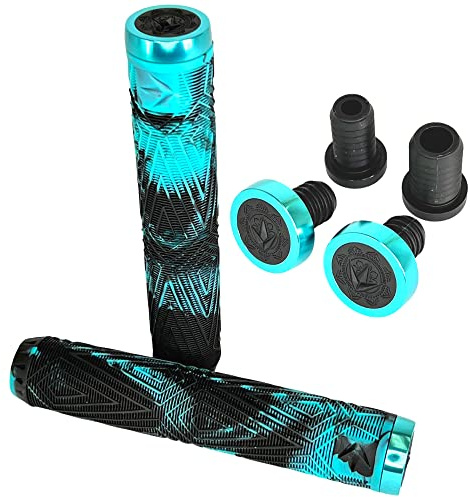 Scooters Blunt Envy Trottinette BMX Dirt Roller Poignées Soft Long avec 2 x 2 Barends + Autocollant Fantic26 (Will Scott 17 cm Noir/Turquoise) 160 mm