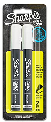 Sharpie Chalk Markers | Wet Erase Chalk Pens | White | 2 Count