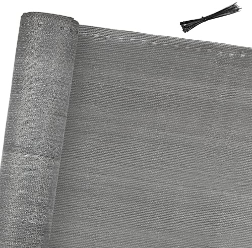 Yakimz Sichtschutz Zaun 1,8 x 25 m, Windschutz Balkon Garten, HDPE 150 g/m², blickdichtes Zaunnetz mit Ösen,verstärkter Rand, UV-stabil, inkl. 50 Kabelbinder – Grau