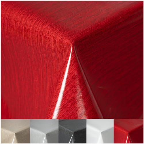 Wachstuchtischdecke Tischdecke abwaschbar PVC Plastik-Tischdecken Gartentischdecke RUND OVAL ECKIG Rechteckig Outdoor Wachs Tafeldecke (Rot, Eckig 130x260cm)