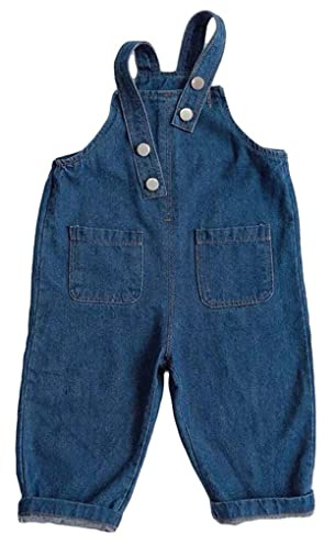 ACMEDE Salopette di Jeans Blu per Neonati Bambini Ragazze Jeans Tuta Salopette alla Moda Denim Jeans Pantaloni Ragazzo Unisex Salopette in Denim Senza Maniche Regolabili Pantaloni