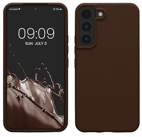 kwmobile Fodral till Samsung Galaxy S22 Fodral – Mjukt skydd – Stötsäkert silikon – Trådlös laddning choklad