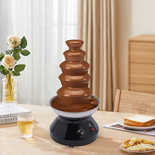 230W 220V Heizung Schokoladenbrunnen Maschine 5-stufig Fondue kommerziell Edelstahl Schokolade schmelzen Heizung Maschine für Nacho Käse Liköre Party Hochzeit (schwarz)