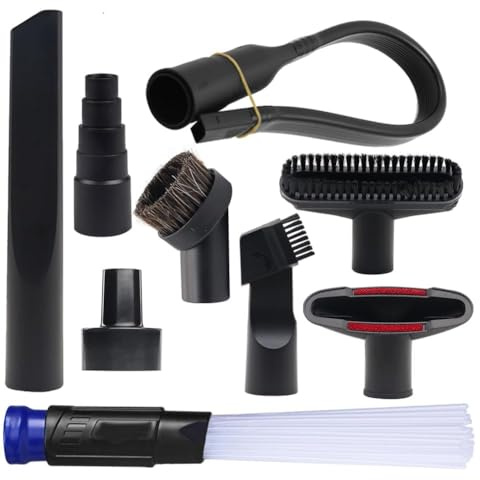9 Pcs Household Cleaning Vacuum Cleaner Attachments for Shop Vac Accessories - 2 1/2 to 1 1/4 Vacuum Hose Adapter, 1 7/8 to 1 Adapter for Shop Vac, 1 1/4 Vacuum Brush Flexible Crevice Tool